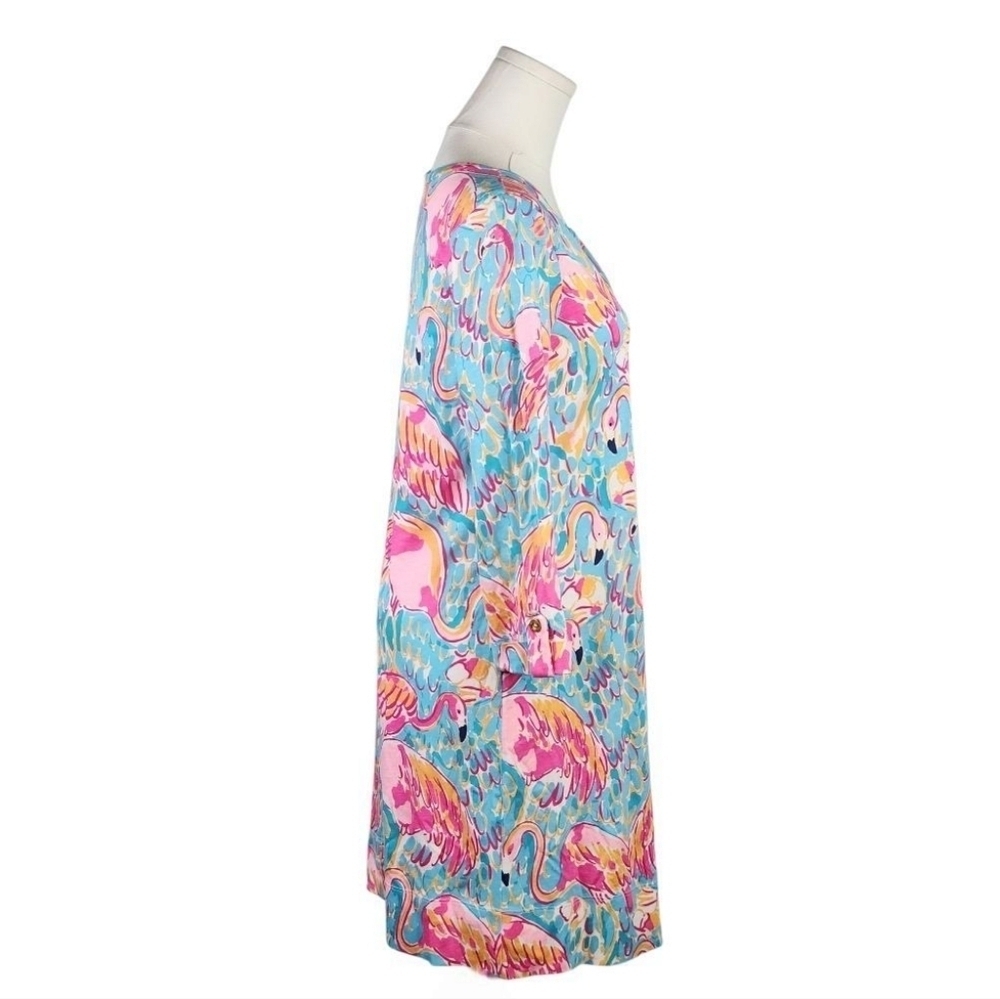 Lilly Pulitzer Flamingo Linden Dress S Peel & Eat Print 3/4 Sleeve Shift - Picture 4 of 10